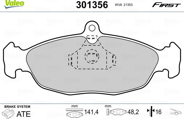 Valeo 301356 - Jarrupala, levyjarru inparts.fi