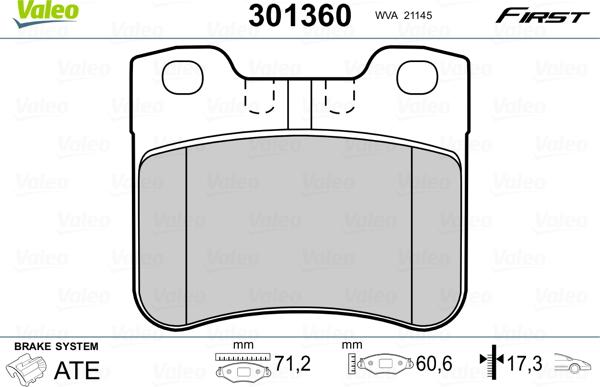 Valeo 301360 - Jarrupala, levyjarru inparts.fi