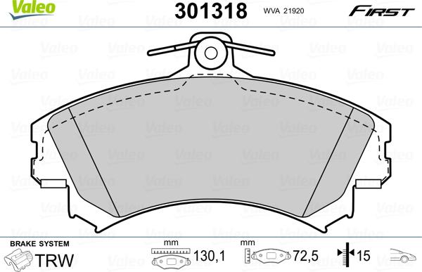 Valeo 301318 - Jarrupala, levyjarru inparts.fi