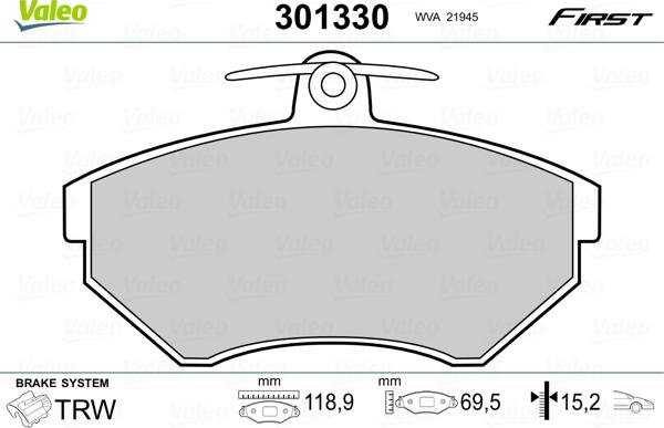 Valeo 301330 - Jarrupala, levyjarru inparts.fi