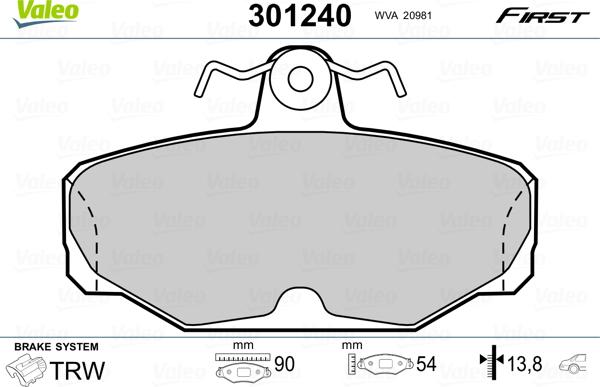 Valeo 301240 - Jarrupala, levyjarru inparts.fi