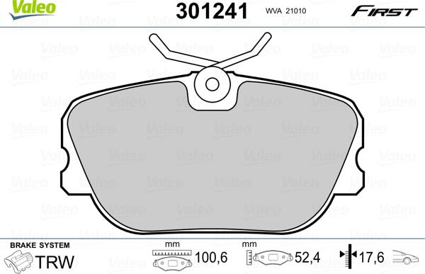 Valeo 301241 - Jarrupala, levyjarru inparts.fi