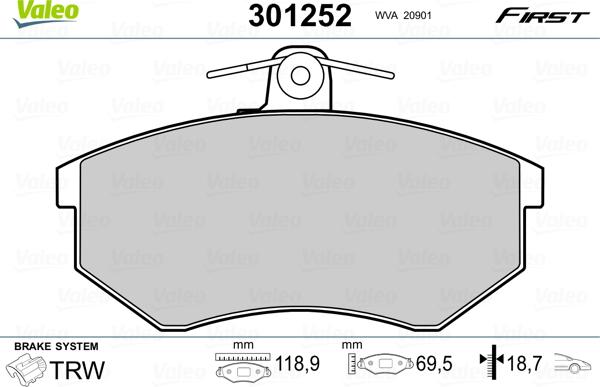 Valeo 301252 - Jarrupala, levyjarru inparts.fi