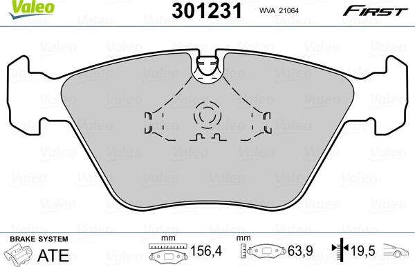 Valeo 301231 - Jarrupala, levyjarru inparts.fi