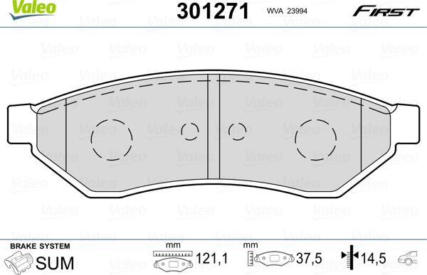 Valeo 301271 - Jarrupala, levyjarru inparts.fi