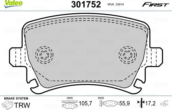 Valeo 301752 - Jarrupala, levyjarru inparts.fi