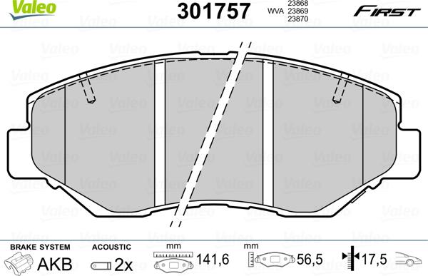 Valeo 301757 - Jarrupala, levyjarru inparts.fi