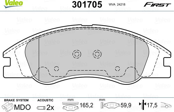 Valeo 301705 - Jarrupala, levyjarru inparts.fi