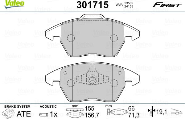 Valeo 301715 - Jarrupala, levyjarru inparts.fi