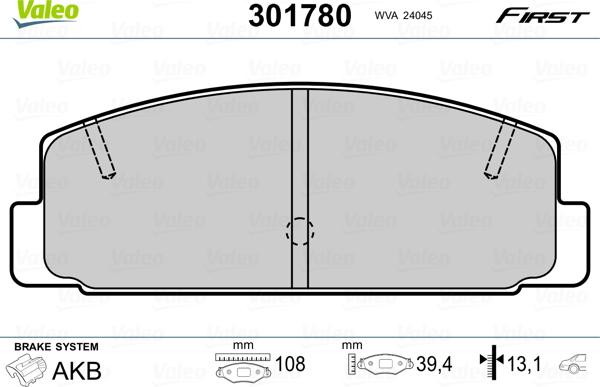 Valeo 301780 - Jarrupala, levyjarru inparts.fi