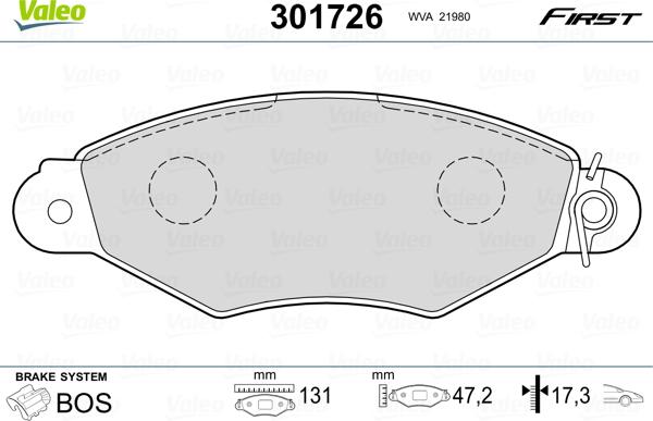 Valeo 301726 - Jarrupala, levyjarru inparts.fi