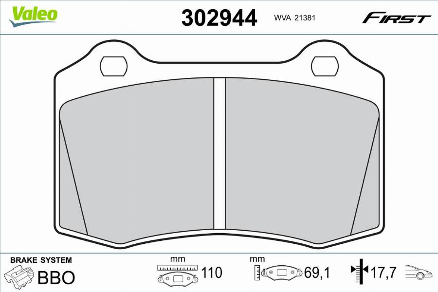 Valeo 302944 - Jarrupala, levyjarru inparts.fi