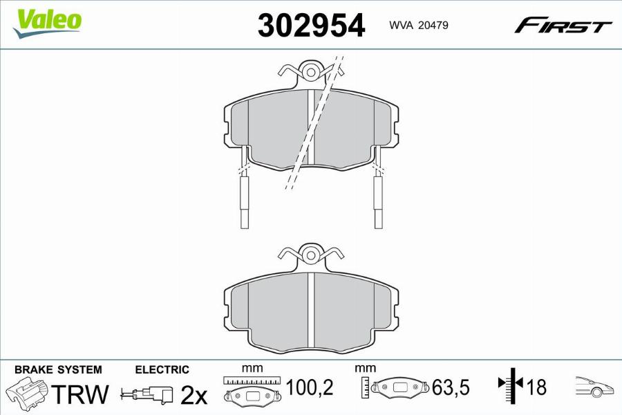 Valeo 302954 - Jarrupala, levyjarru inparts.fi