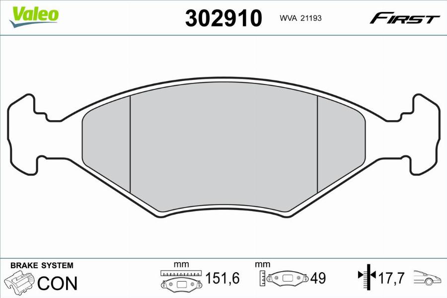 Valeo 302910 - Jarrupala, levyjarru inparts.fi