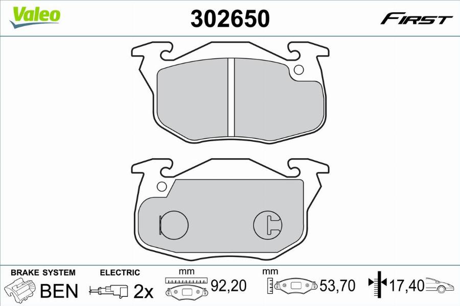 Valeo 302650 - Jarrupala, levyjarru inparts.fi