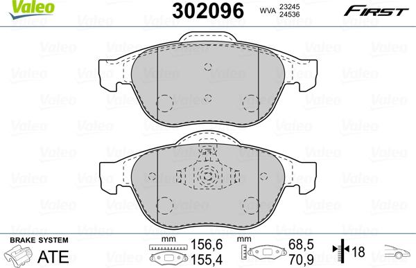 Valeo 302096 - Jarrupala, levyjarru inparts.fi