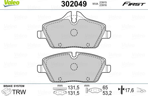 Valeo 302049 - Jarrupala, levyjarru inparts.fi