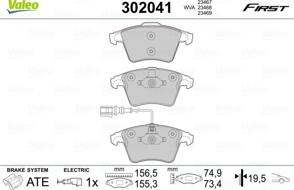 Valeo 302041 - Jarrupala, levyjarru inparts.fi