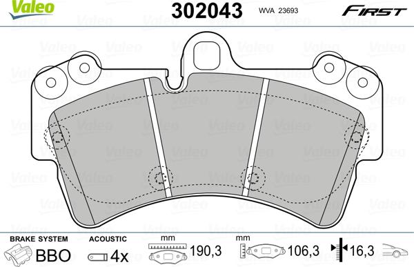 Valeo 302043 - Jarrupala, levyjarru inparts.fi