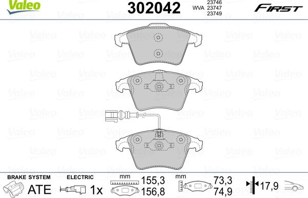 Valeo 302042 - Jarrupala, levyjarru inparts.fi