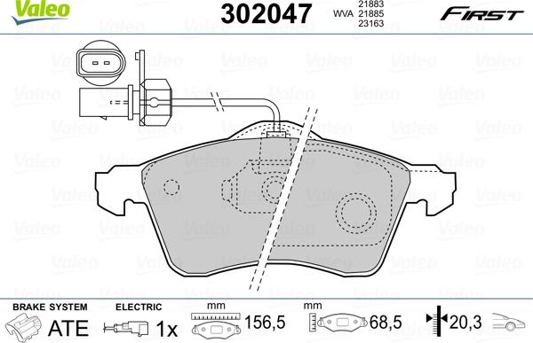 Valeo 302047 - Jarrupala, levyjarru inparts.fi