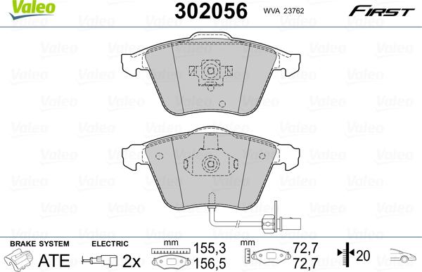 Valeo 302056 - Jarrupala, levyjarru inparts.fi