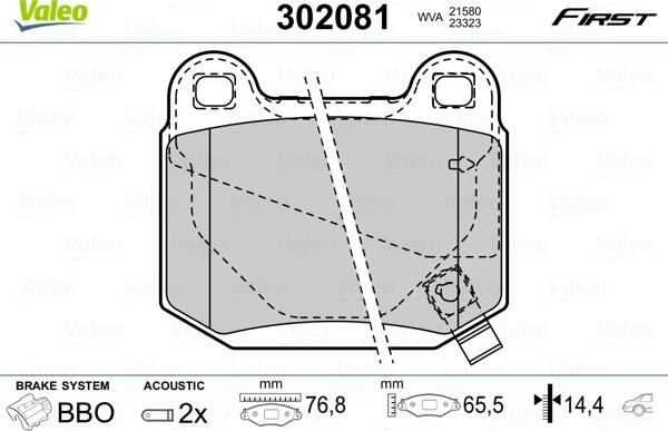 Valeo 302081 - Jarrupala, levyjarru inparts.fi