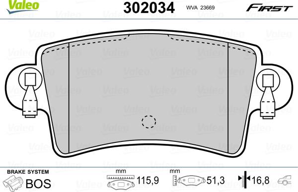 Valeo 302034 - Jarrupala, levyjarru inparts.fi