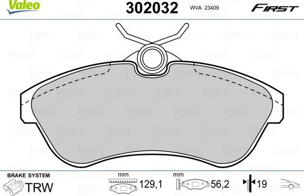 Valeo 302032 - Jarrupala, levyjarru inparts.fi