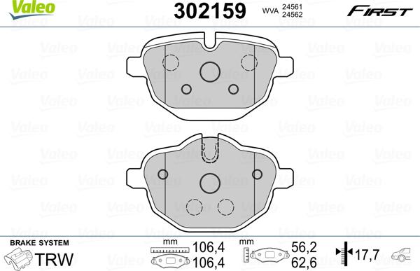 Valeo 302159 - Jarrupala, levyjarru inparts.fi