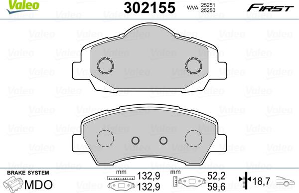 Valeo 302155 - Jarrupala, levyjarru inparts.fi