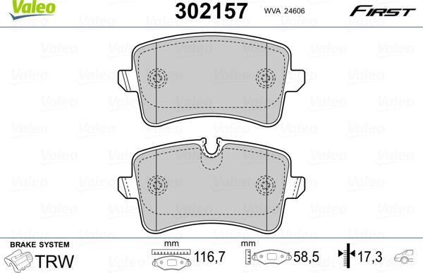 Valeo 302157 - Jarrupala, levyjarru inparts.fi