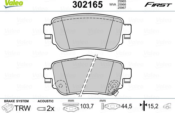 Valeo 302165 - Jarrupala, levyjarru inparts.fi