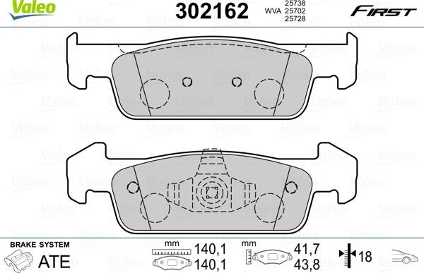 Valeo 302162 - Jarrupala, levyjarru inparts.fi