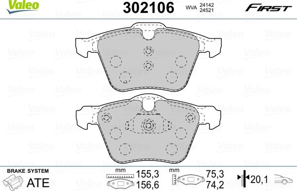 Valeo 302106 - Jarrupala, levyjarru inparts.fi