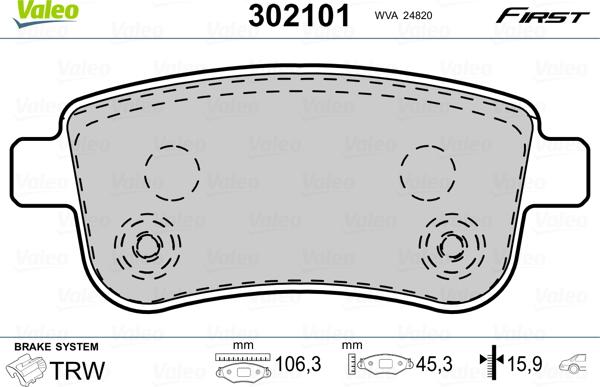 Valeo 302101 - Jarrupala, levyjarru inparts.fi