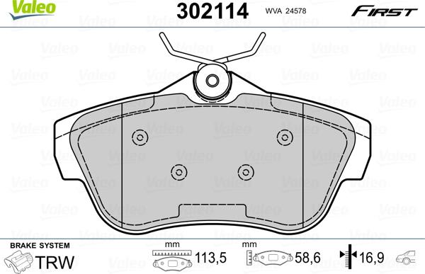 Valeo 302114 - Jarrupala, levyjarru inparts.fi