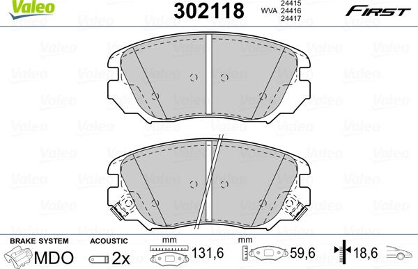 Valeo 302118 - Jarrupala, levyjarru inparts.fi