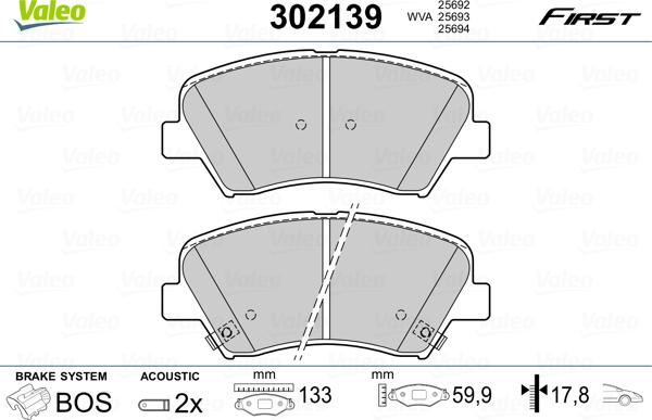 Valeo 302139 - Jarrupala, levyjarru inparts.fi