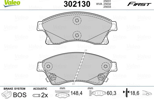 Valeo 302130 - Jarrupala, levyjarru inparts.fi