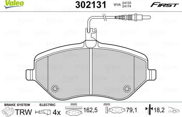 Valeo 302131 - Jarrupala, levyjarru inparts.fi