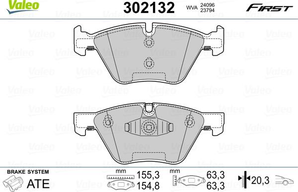 Valeo 302132 - Jarrupala, levyjarru inparts.fi