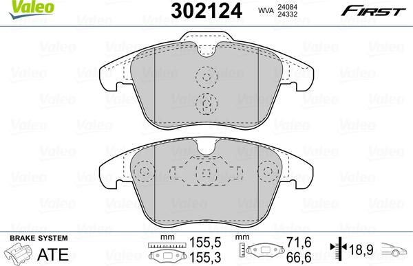 Valeo 302124 - Jarrupala, levyjarru inparts.fi