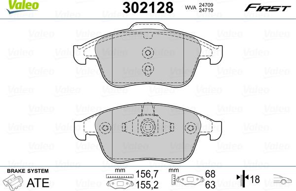 Valeo 302128 - Jarrupala, levyjarru inparts.fi