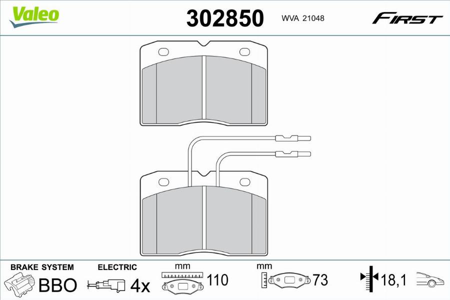 Valeo 302850 - Jarrupala, levyjarru inparts.fi