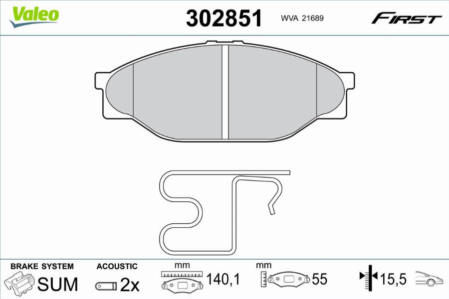 Valeo 302851 - Jarrupala, levyjarru inparts.fi