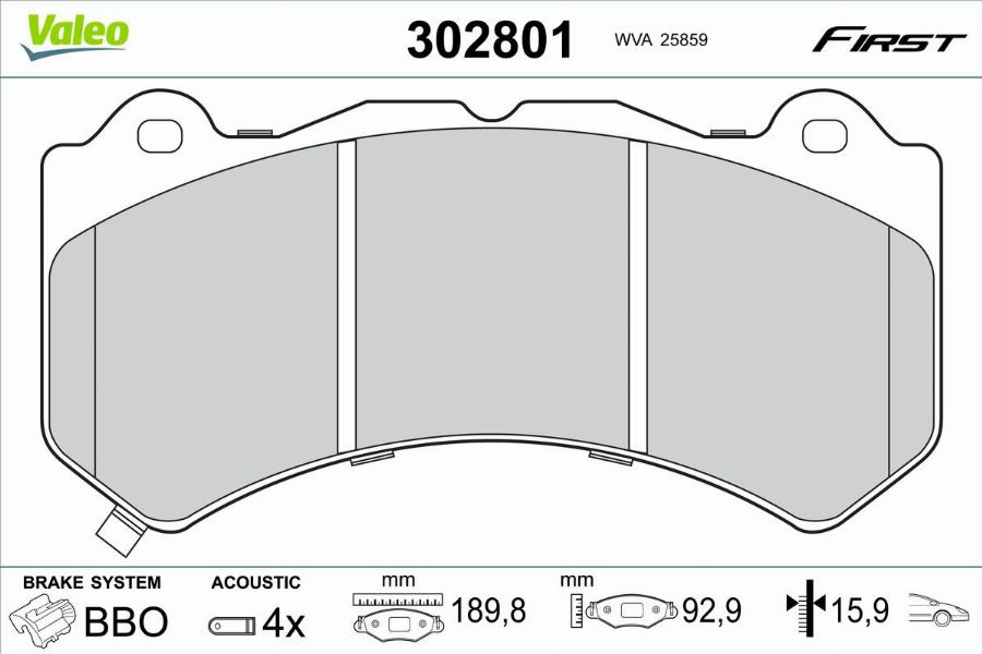 Valeo 302801 - Jarrupala, levyjarru inparts.fi