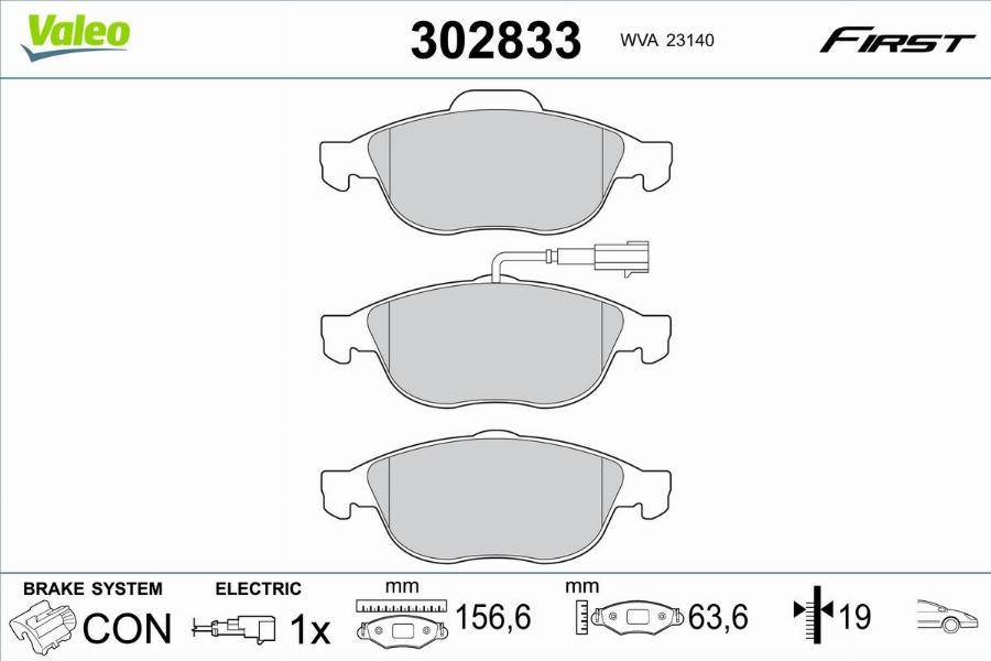 Valeo 302833 - Jarrupala, levyjarru inparts.fi