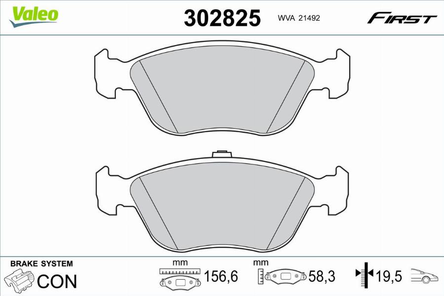 Valeo 302825 - Jarrupala, levyjarru inparts.fi