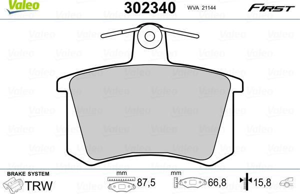 Valeo 302340 - Jarrupala, levyjarru inparts.fi